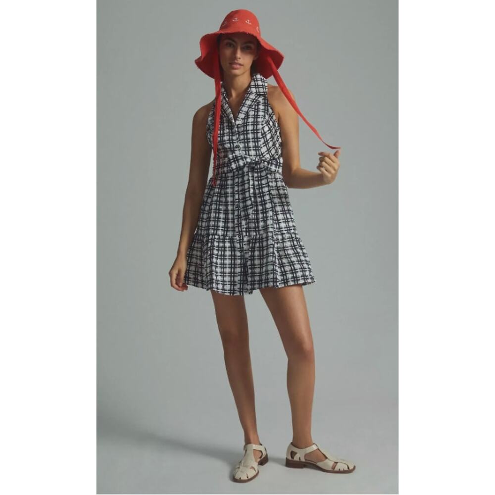 Anthropologie Maeve Plaid Mini Flounce Dress size 0